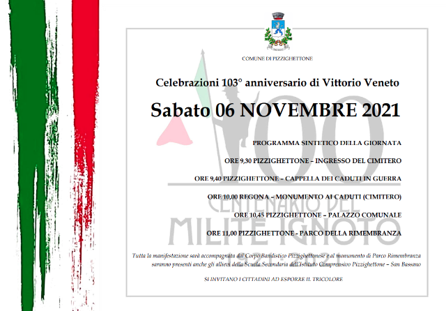 Celebrazioni del 103° Anniversario di Vittorio Veneto a Pizzighettone